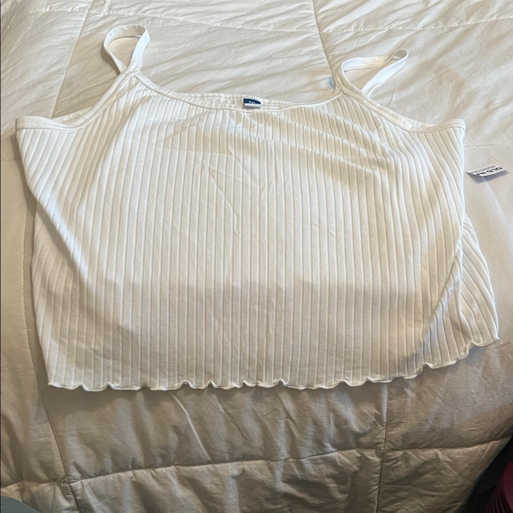 White Ribbed Women's Top